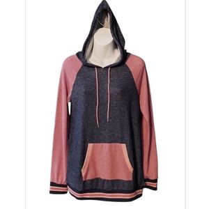 NWT Motherhood Pink and Blue Heather Colorblock Hoodie ~sz S Maternity